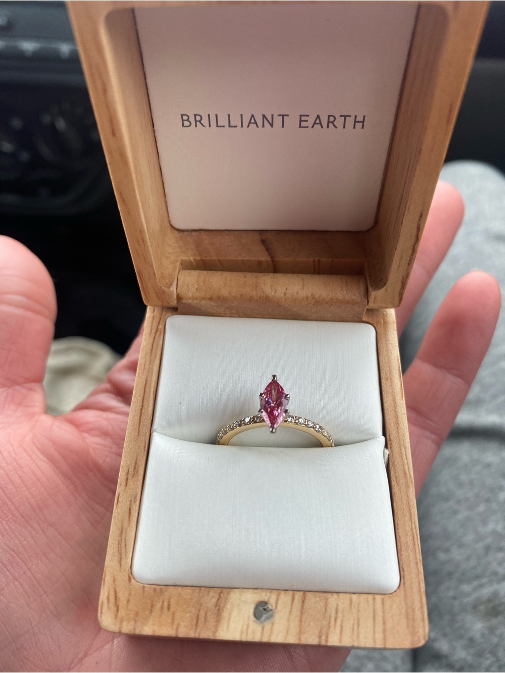 Pink Marquise Diamond Gold Ring
